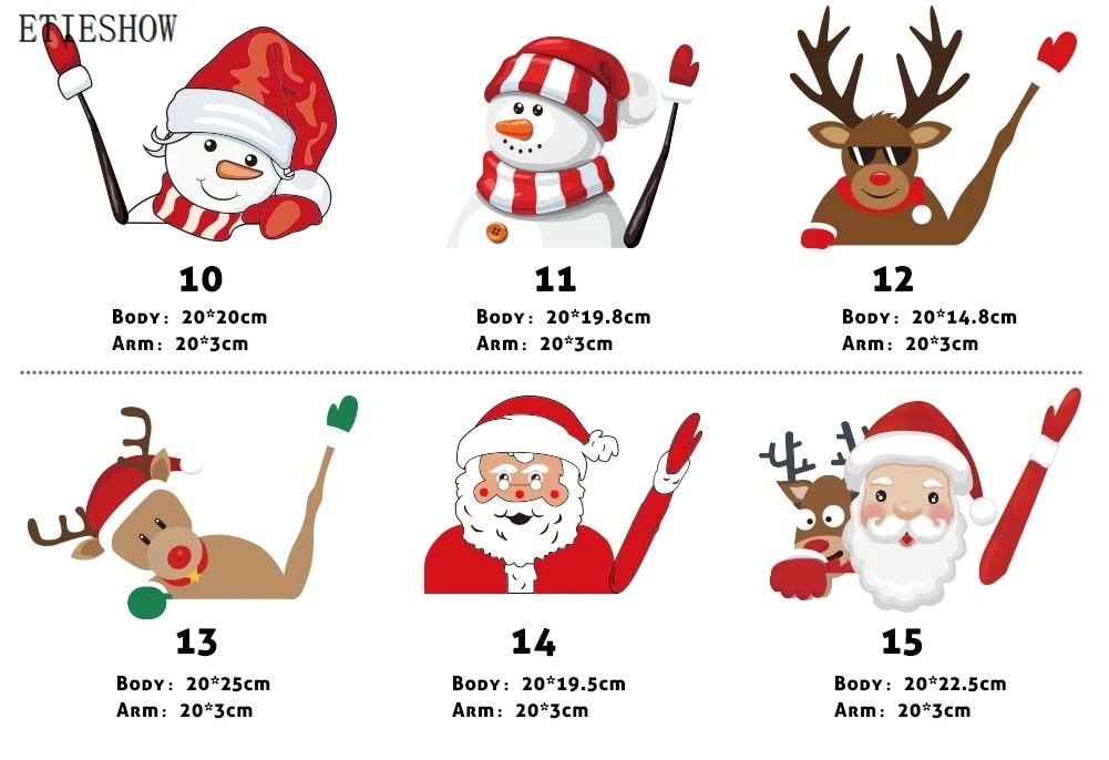 santa claus waving car wiper sticker