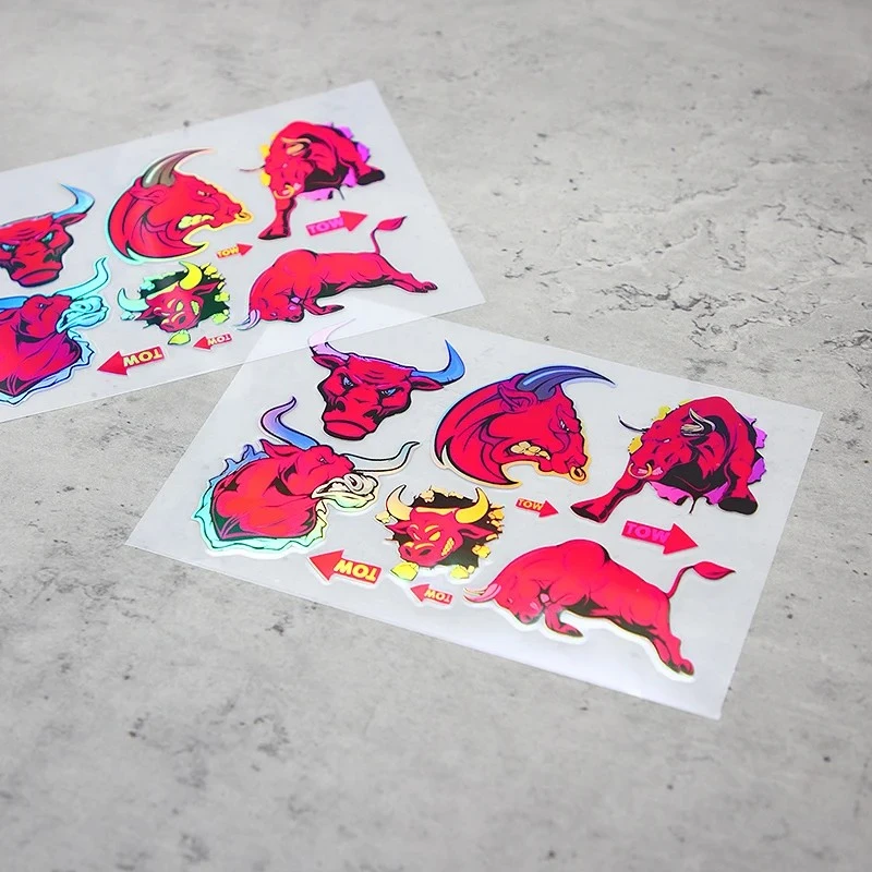 6pcs/zestaw holograficznych naklejek byków