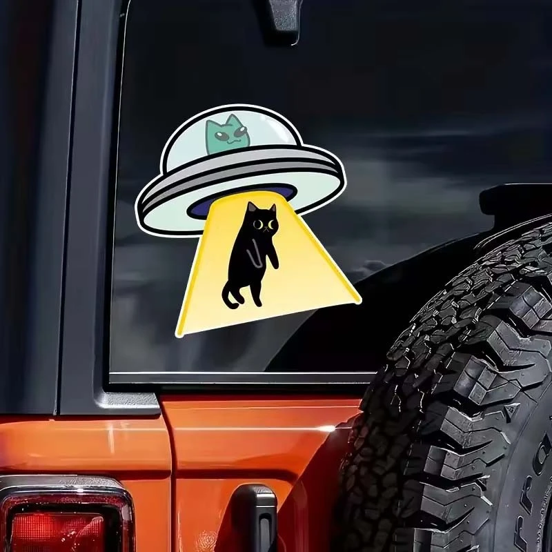Cat UFO Creative Vinyl Waterproof Decal