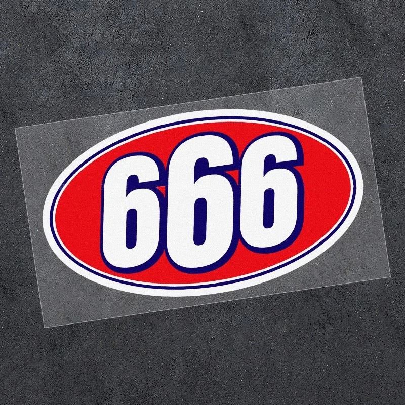 Numer 666 Zabawna naklejka motocyklowa
