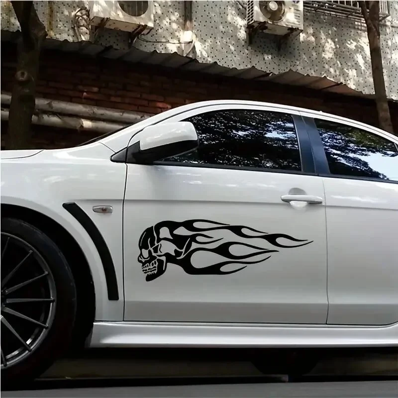 Skull Flames Badge Car Stickers factory