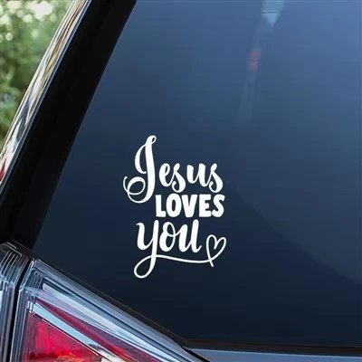 Naklejka na szybę z tekstem Jezus cię kocha