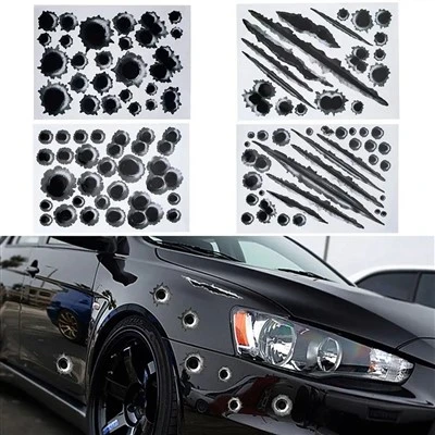 1PCS Zabawne naklejki samochodowe 3D Bullet Hole CAR Ticken