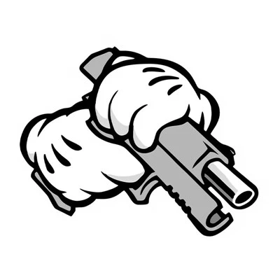 Pistolet z kreskówek gotowy do wystrzelenia śmiesznej dekoracji samochodu