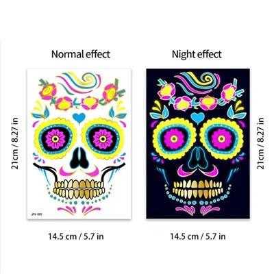 Halloweenowe naklejki Luminous Face Tattoos dla Meksyku