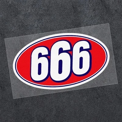 Numer 666 Zabawna naklejka motocyklowa