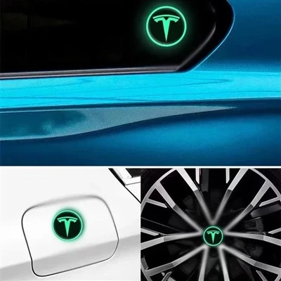 Tesla Cars Glow - w - - naklejka na ciemne koła